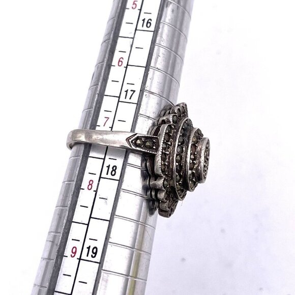 925 TH Sterling Silver CWZ Cubic Zirconia Statement Ring Size 7.25 - Picture 6 of 7